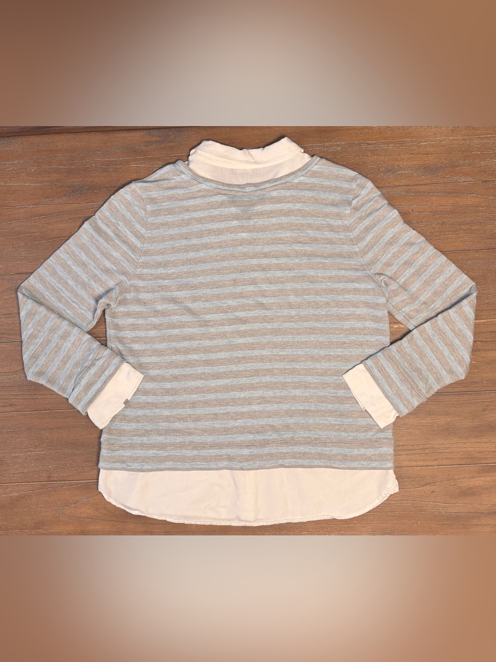 Tommy Hilfiger Light Blue & Cream Striped Layered-Effect Sweater Top - Picture 5 of 7